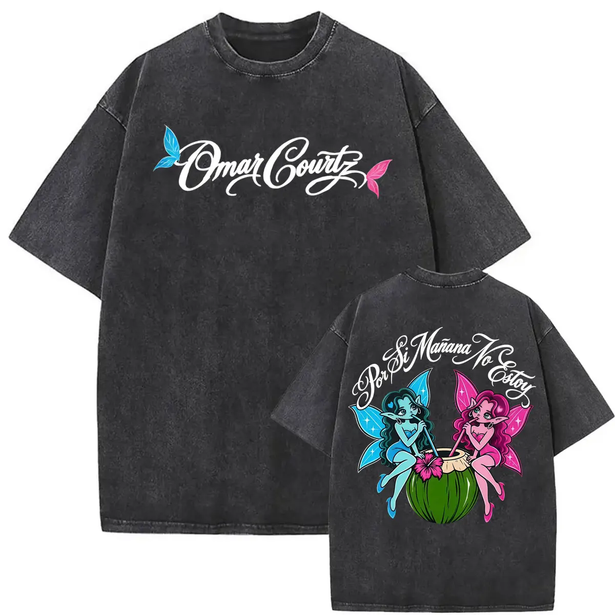 Vintage Washed Omar Courtz Por Si Manana No Estoy Tour T-Shirts Herren Damen Mode Ästhetisches T-Shirt Streetwear Oversized T-Shirt – Detail 6