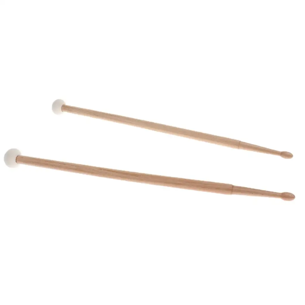 2 Pieces Maple Wood Cymbal Drum Sticks Rods Soft Felt Hammer Percussion Accessory Clear Sound