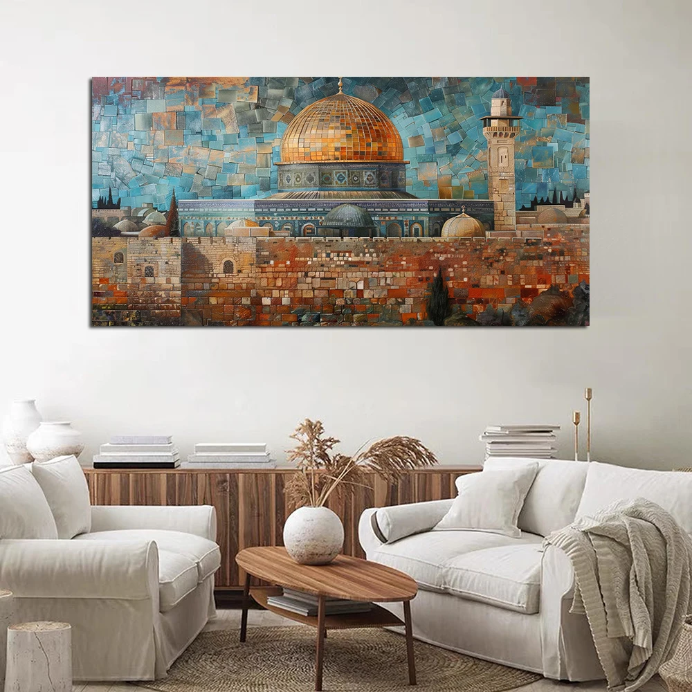 Islamic Sacred Mosque Mecca Kaaba Painting Modern Abstract Landscape Wall Art Poster Living Room Home Decor Canvas Print Picture