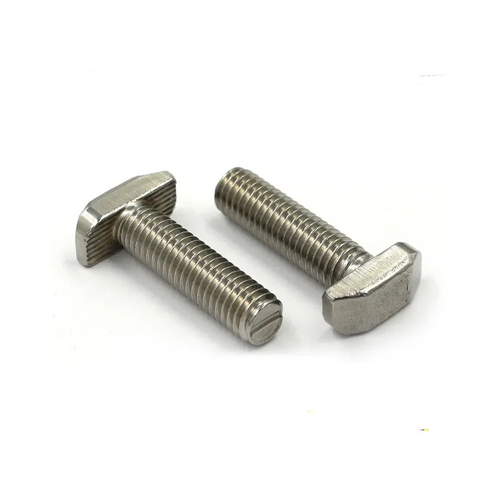 50pcs M8 Nickel Plated T nut Hammer Head Fasten screw for Aluminum Extrusion Profile 4545 series