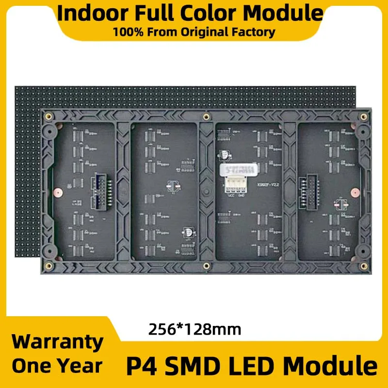 Ściana wideo LED do użytku wewnętrznego P4, pełnokolorowy moduł SMD HUB75, ekran elektroniczny do sali konferencyjnej, wyświetlacz LED, panel LED RGB 256*128mm