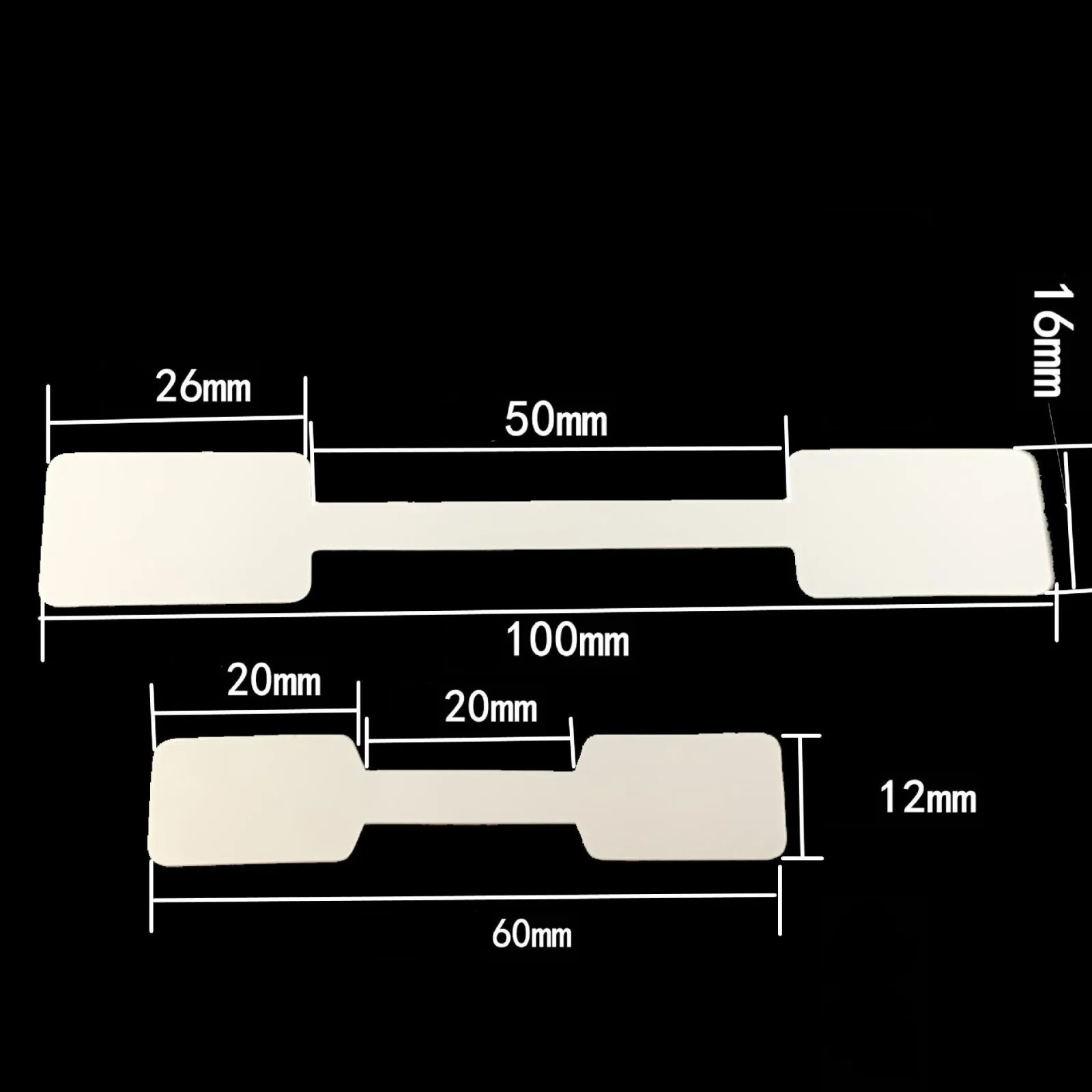 100 sztuk/partia przenośna pusta papierowa biżuteria z ceną biała etykieta Dumbell prostokątna naklejka na etykietę pierścionek bransoletka biżuteria metki