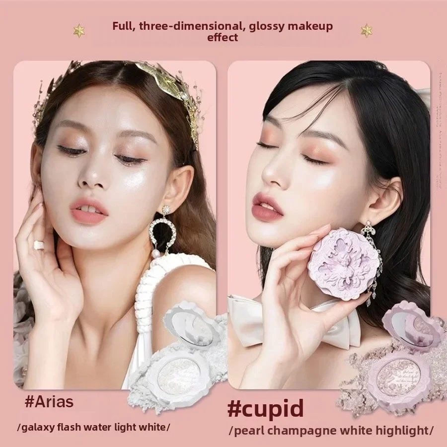New Flower Knows Little Angel Collection Embossed Highlighter Aria & Cupid Luminous Pearl Glow Collectible Face Highlight Powder