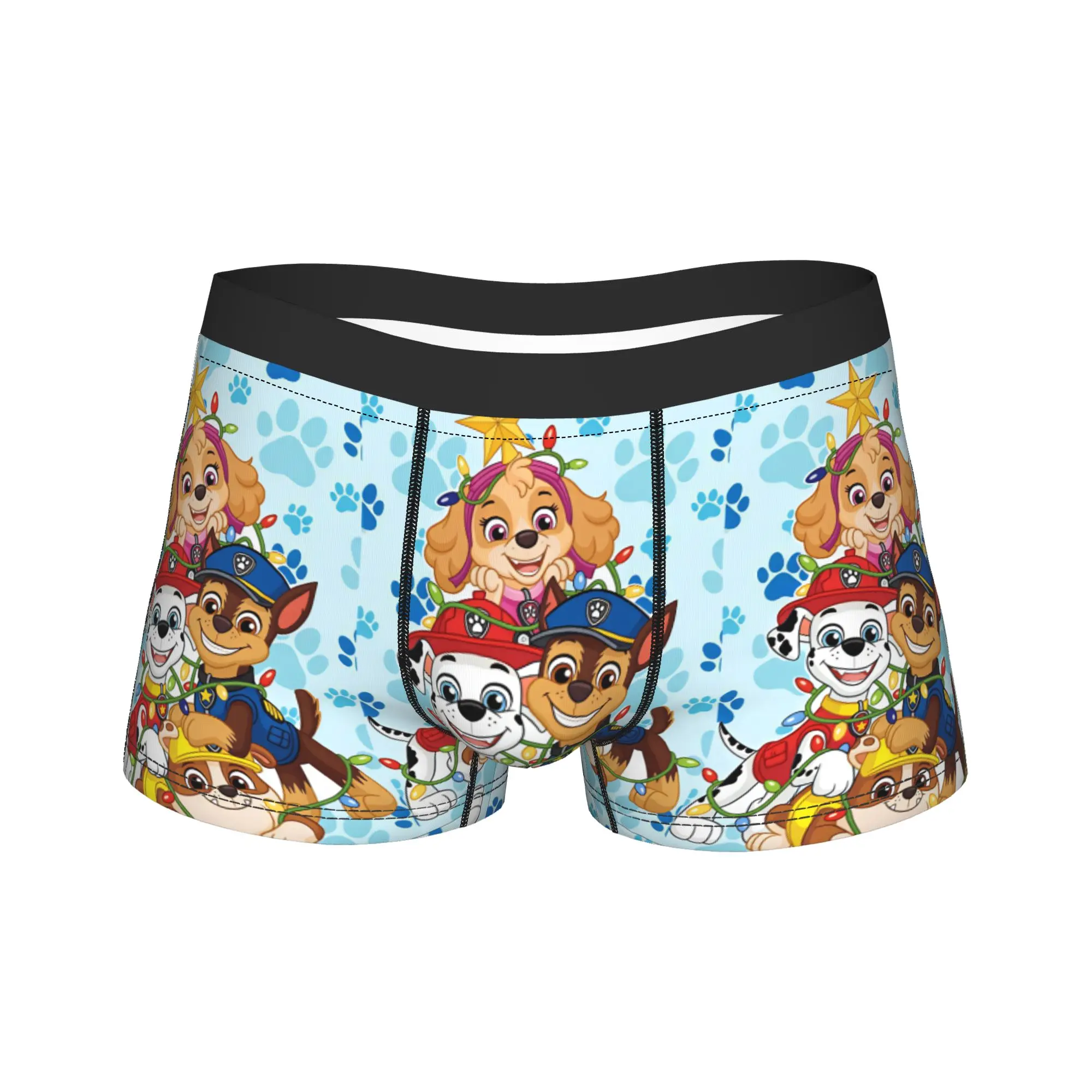 Paw Dogs Christmas Light Group Underwear  Breathable Panties Design Shorts Briefs For Male Pouch Large Size Boxershorts
