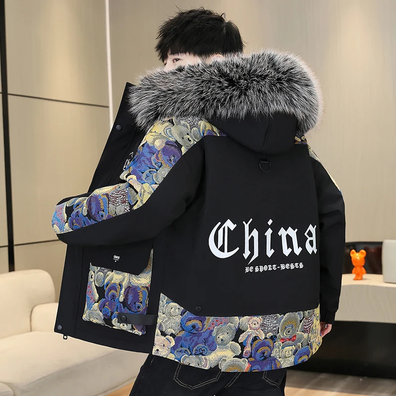 Winter Mens Bomber Zipper Jacket Man Fashion Fleece Warm Padded Hooded Coats Casual Windbreaker Wool Liner Jackets