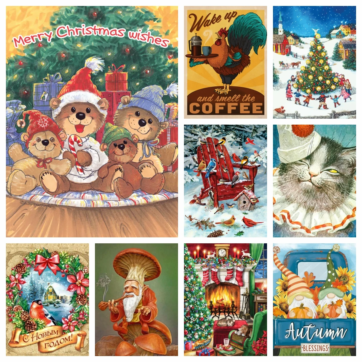 

5D Diamond Painting Mosaic Cross Stitch Christmas Scenery Tree Embroidery Jewelry Kit Bedroom Decoration Children's Gift Crafts