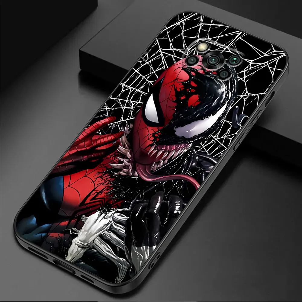 Marvel Spider Man Venom Back Case for Xiaomi Poco X4 GT M3 X3 NFC F5 M5 C50 C51 X4 Pro 5G M4 Pro 5G C40 F1 Black Soft Cover