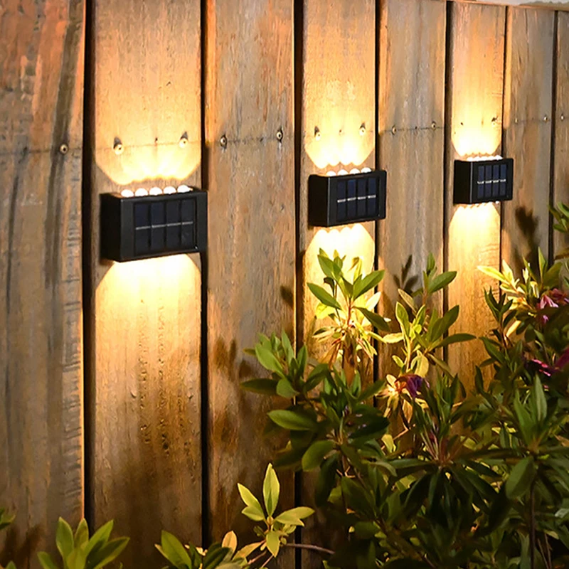 10 LED outdoor double headed Solar wall lamp external wall up and down spotlight outdoor waterproof courtyard wall washing lamp