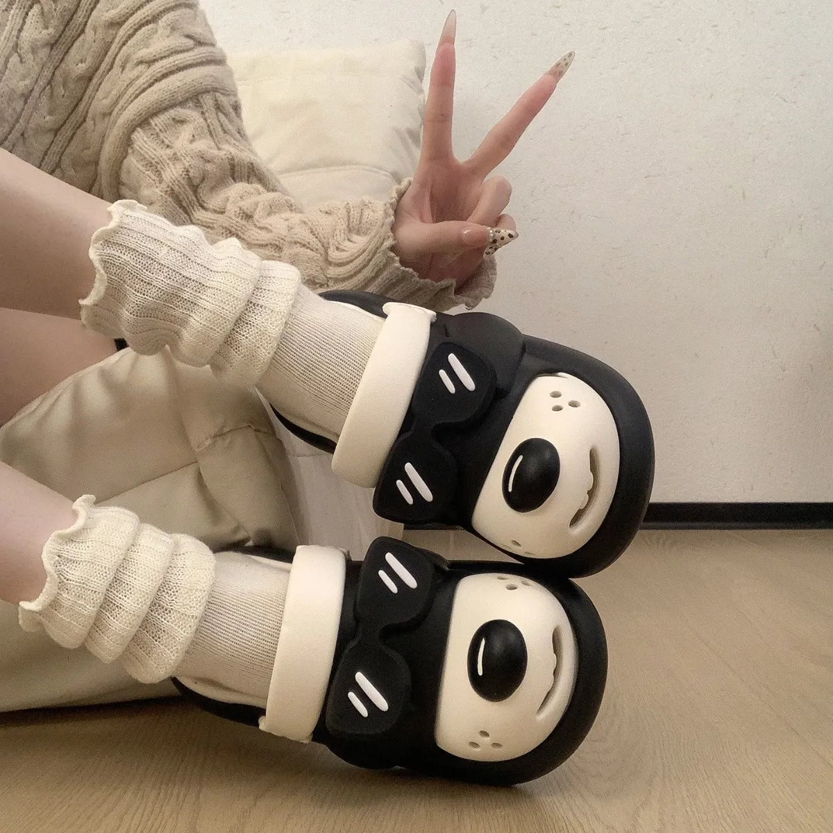 

Kawaii Puppy Print Platform Clogs for Women - Trendy 2026 Spring Closed-Toe Slippers, Fun Dopamine Style Beach Shoes