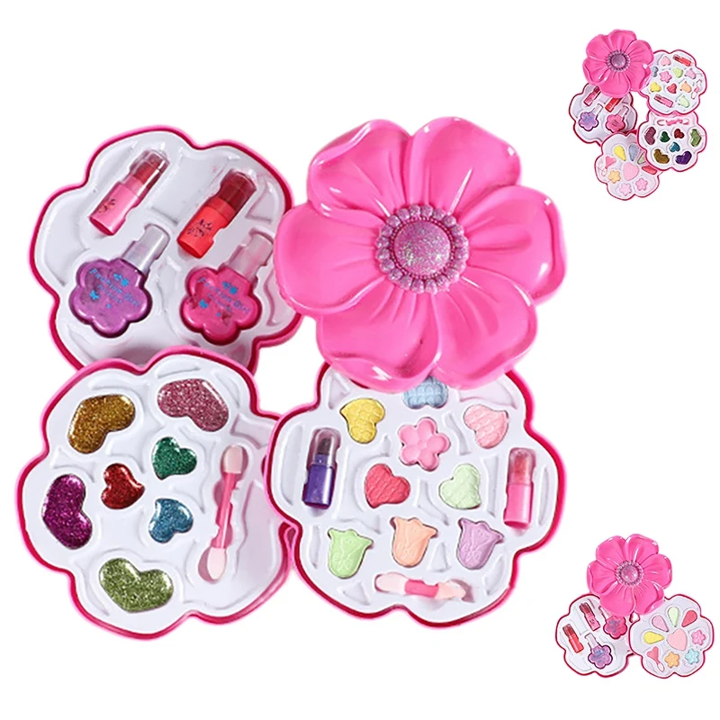 Fashion Girl Washable Makeup Toy Flower Makeup Toy Girl Child Makeup Set Girl Safe Baby Cosmetics Beauty Set