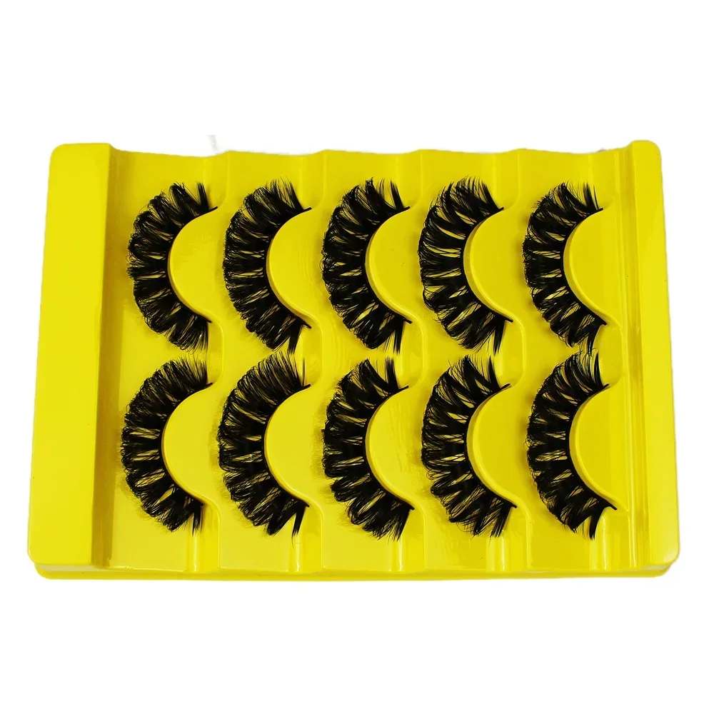 5 Pairs DD Curl Russian False Eyelashes 3D Faux Mink Eyelashes Reusable Fluffy False Lashes eyelashes extensions