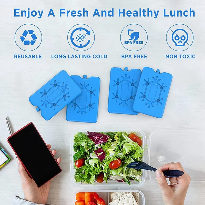 24X Ice Packs For Lunch Box - Reusable Ultra-Thin Freezer Packs - Long-Lasting Cool Packs For Coolers, Keep Food Fresh