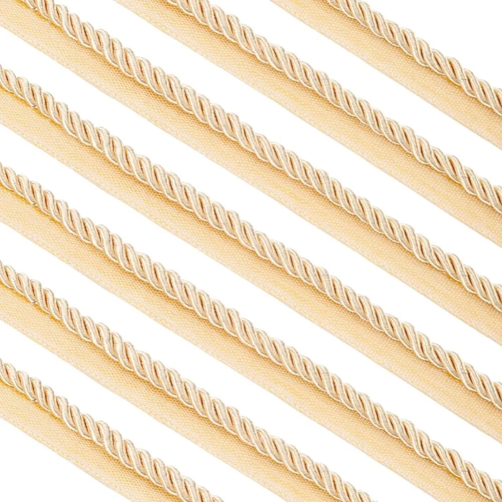 11 Yards Twisted Lip Cord Trim 3/5inch Upholstery Trim Cord Rope Ribbon Light Khaki Braid Ribbon for Home Decoration DIY