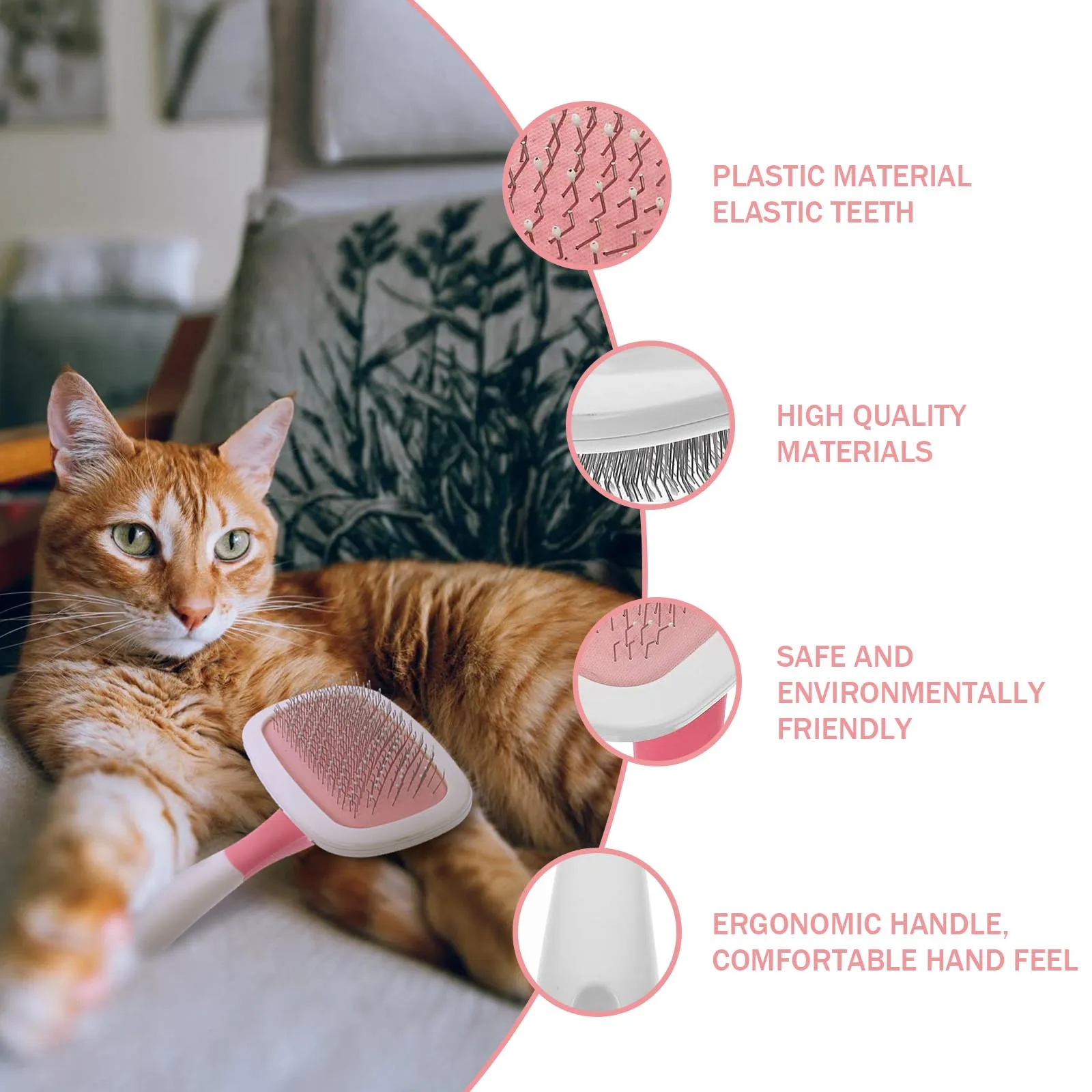 

Pet Massage Comb Durable Practical Grooming Tool Eliminates Tangles Knots Dander Dirt Ergonomic Comfortable Grip Pet Hair