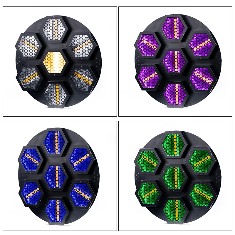 4pcs Mini 7 Eyes Halogen Retro Flash led stage light 7*50w rgb night club lights vintage hexagonal matrix event light