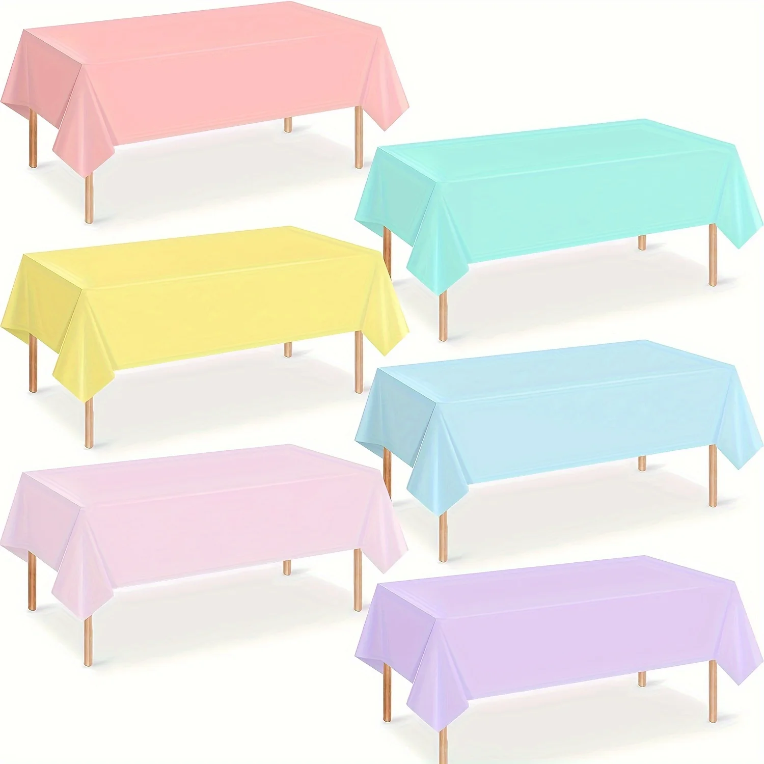 1pc Plastic Pastel Tablecloth, Disposable Rectangular Tablecloth, Suitable for Weddings, Birthday Parties, Party Decorations