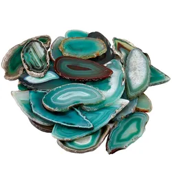 5pcs Green Natural Agate Onyx Slices Top Drilled Irregular Shapes Colourful Pendant For DIY Jewelry Home Decoration Accessories