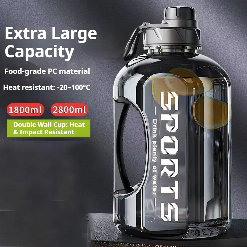 

1800/2600ML Large Capacity Accurate Calibration Fitness Camping Men Water Kettle Sports Water Bottle with Straw Gym Cycling Cup