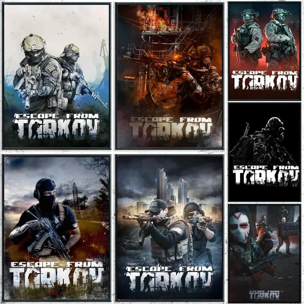 FPS Survival Game E-Escape From Tarkov Poster HD Waterproof Wall Decal for Study, Living Room & Garage, Great Gift for Fans