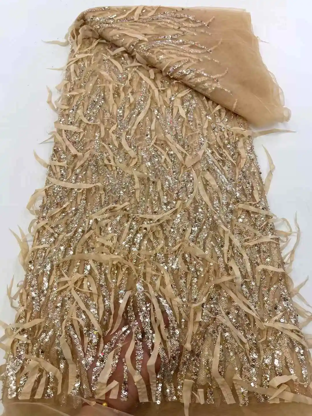 Nigeria tela de encaje de tul francés bordado africano hecho a mano tela de encaje con cuentas Material de malla de alta gama lentejuelas de lujo para fiesta