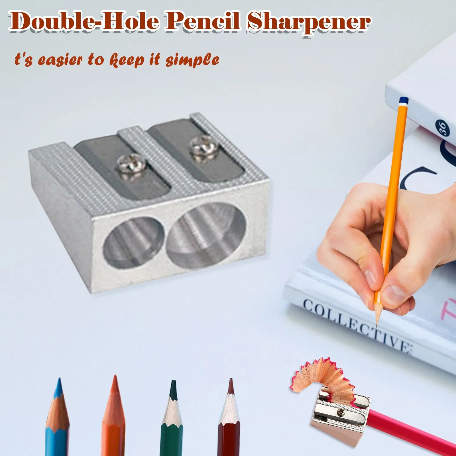 Portable Two-Hole Sharpener Metal Aluminum Alloy Pencil Sharpener Durable Dual-Hole Design Essential Stationery For Students