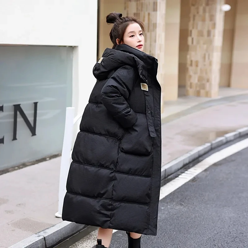 

2023 Winter Jacket Women Overcoat Thick Down Cotton Padded Long Coat Female Plus Size Casual Loose Hooded Puffer Parkas Woman