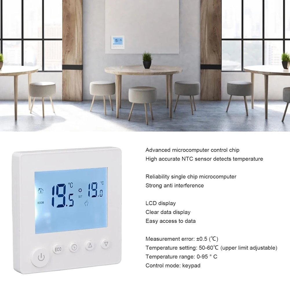 B92B-LCD Display Smart Thermostat Untuk Pemanasan Listrik, Fitur yang Dapat Diprogram AC 95-240V 25A
