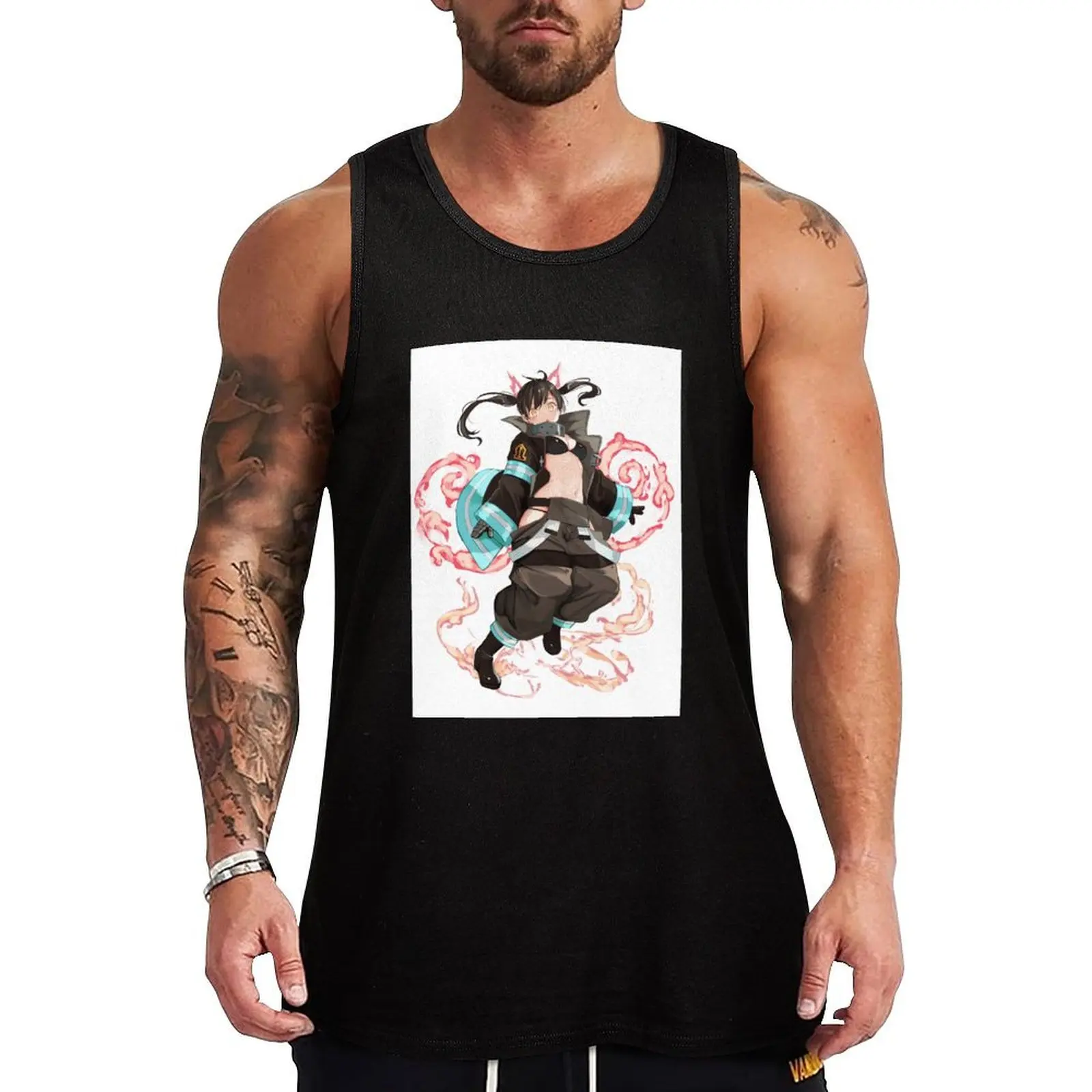 Camiseta sin mangas clásica de estilo japonés con estampado de anime, kanji, manga, ninja, magia e isekai para uso diario.