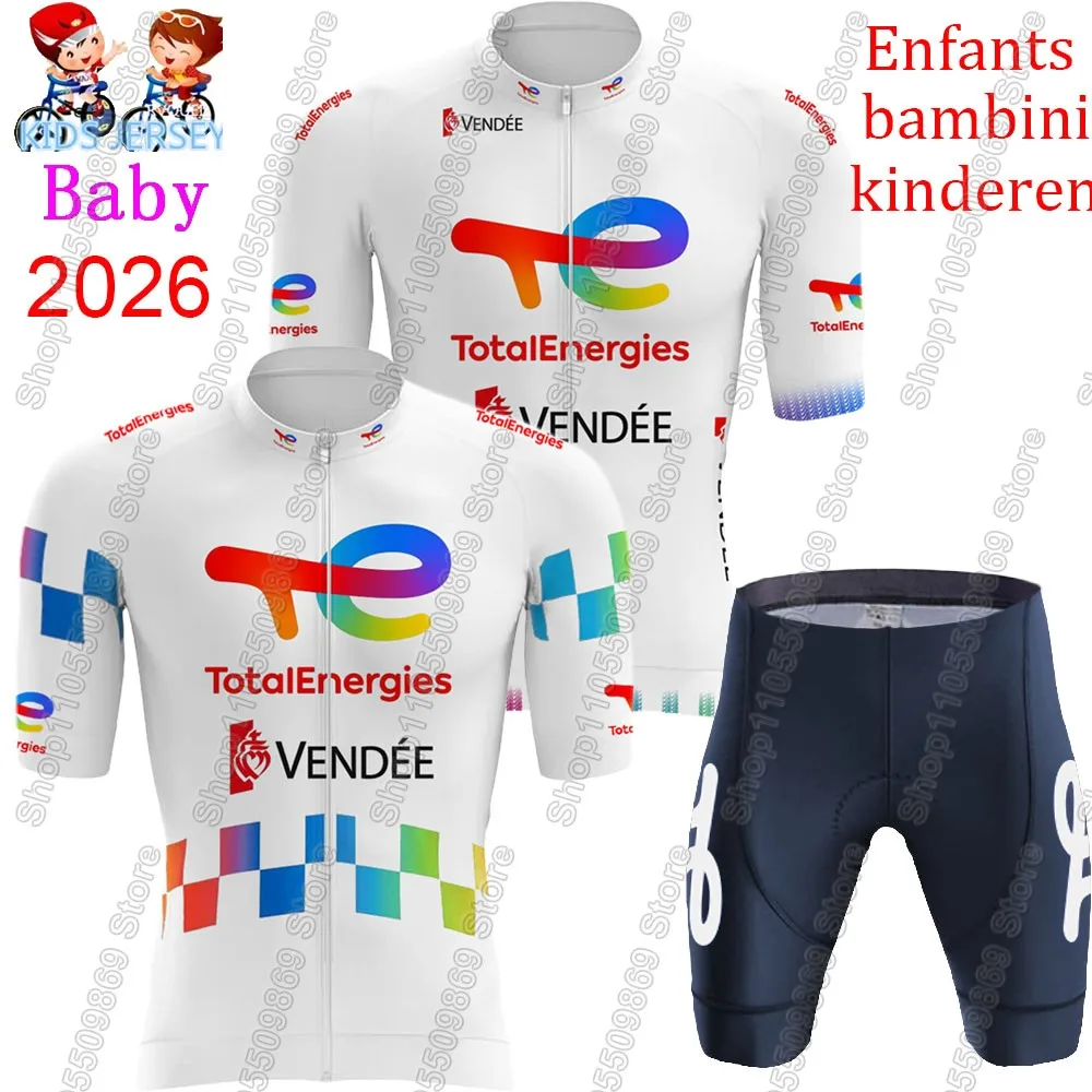 Conjunto de Jersey de Ciclismo Total Energies 2026 para Niños y Niñas, Ropa de Ciclismo de Francia, Traje de Ciclismo MTB, Maillot
