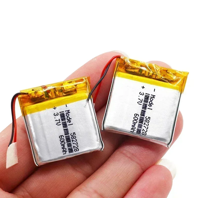 2 pièces.3,7 V 600 mAh 582728   Batterie Rechargeable Li-Po Li Ion au Lithium polymère, cellules Lipo pour haut-parleur Bluetooth, PDA, ordinateur portable, GPS