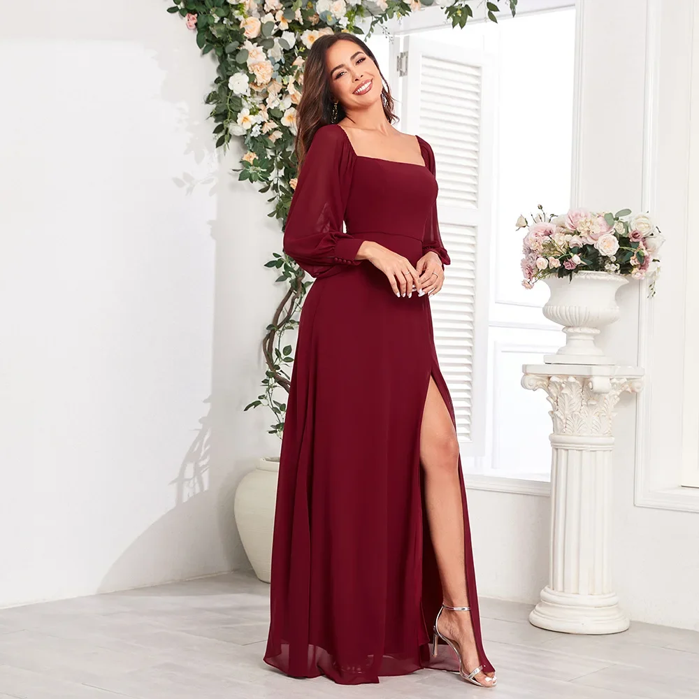 

2025 Evening Dresses Wedding Guest Dresses Classy Burgundy Color Dresses For Beaded Event