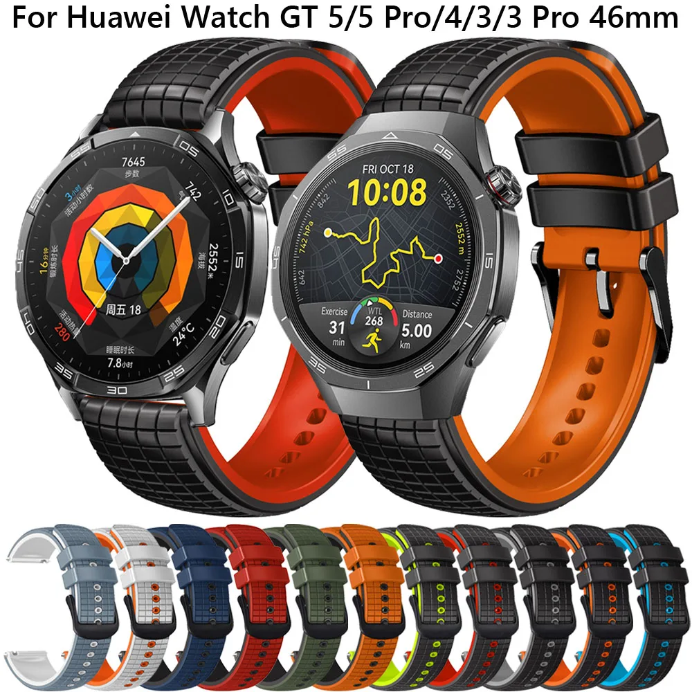22mm Strap For Huawei Watch GT 5 gt5 Pro 46mm Silicone Watchband GT4 GT3 GT2 Pro 46mm Smart Watch Band Sports Bracelet Correa