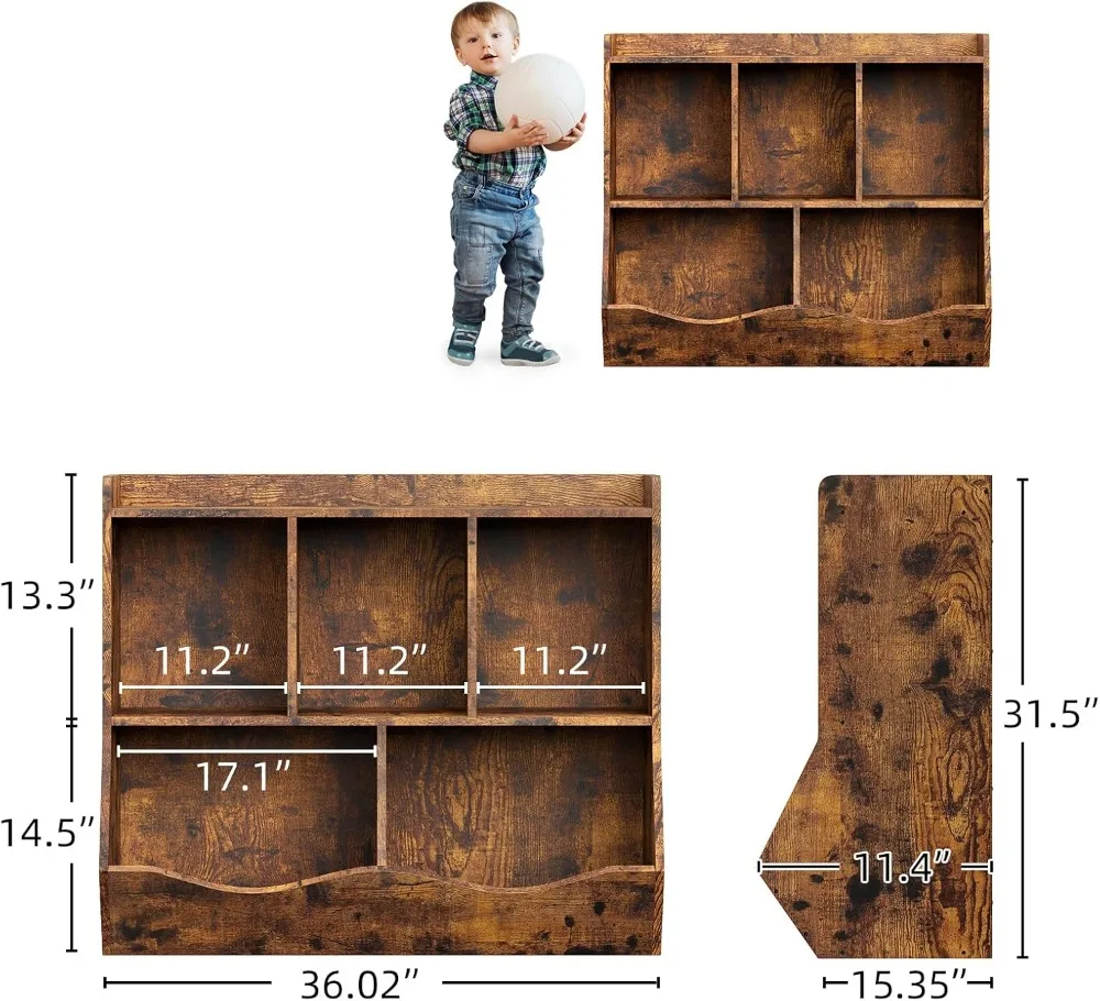 Kids Bookshelf and Toy Storage, Wooden Toy Storage Cabinet,Storage Organizer with Bookcase Toddler Book Toy Shelf