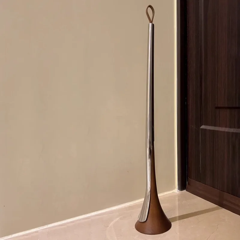 Mirror polished stainless steel free-standing shoehorn entryway foyer long-handled shoe artifact