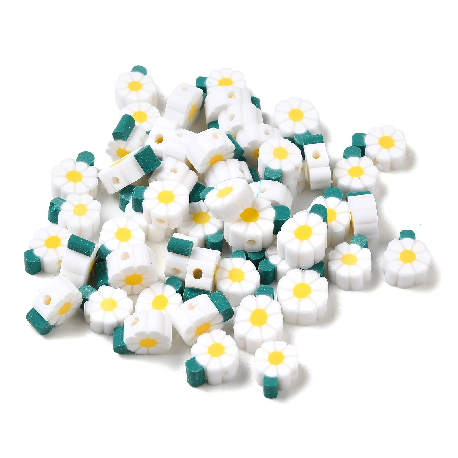 

1000pcs White Flower Handmade Polymer Clay Beads for DIY Earrings Bracelet Jewelry Making Accessories