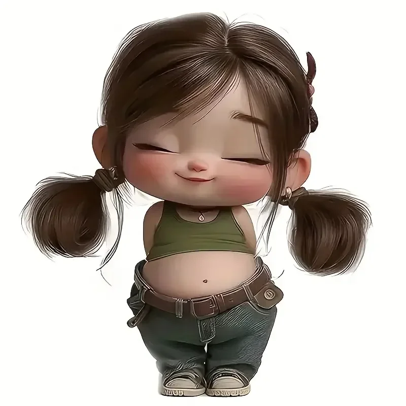 1Pc Cute Double Ponytail Girl Green Tank Top Waterproof Vinyl Sticker, Decal for Car Motorcycle Water Bottle Laptop Wall Decor