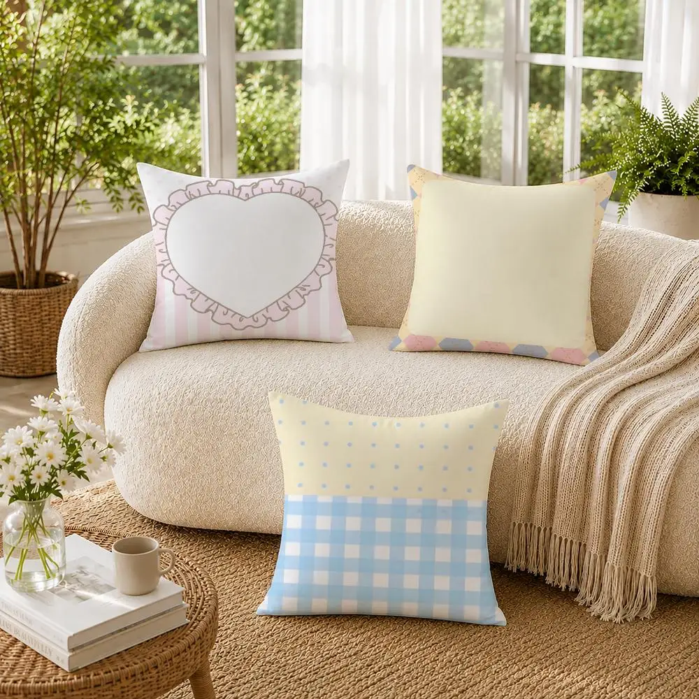 Sweet Pastel Frame Cushion Cover Pillowcase Sofa Living Room Home Gift Office Decor Protective Covers