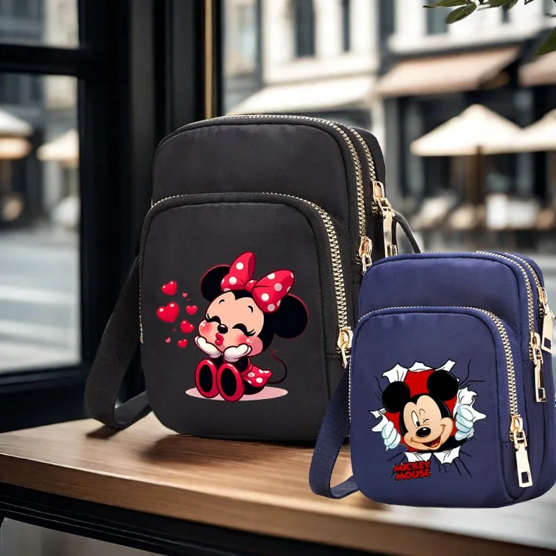 Cartoon Disney Mickey Minnie Mouse Women's Bags Causal Bag Nylon Crossbody Bag Women's Handbag Ladies Zipper Shoulder Bags 2024