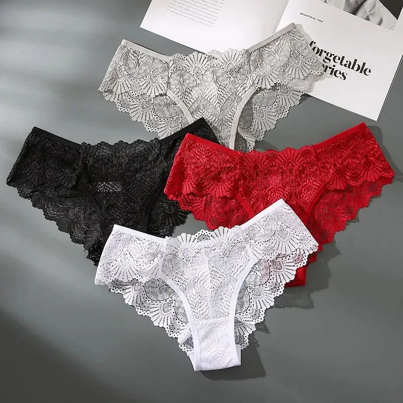 

1pcs Fashion Sexy Panties Comfortable Briefs Exquisite Crotchless Shorts Solid Lingerie Sexy Lace Hollow Out Underwear Women