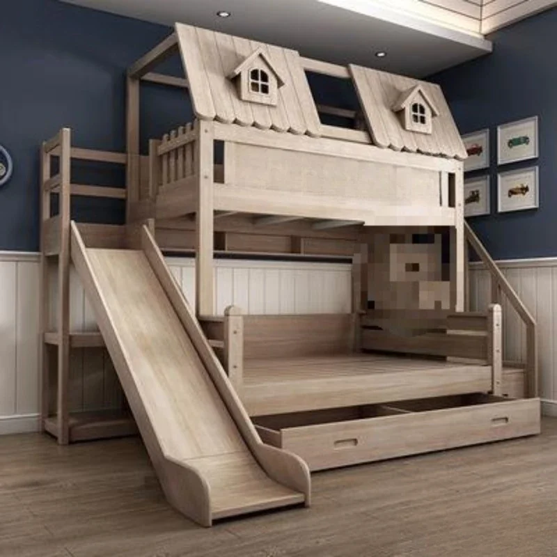 

Children's slide tree house, log bed simple bed double princess slide