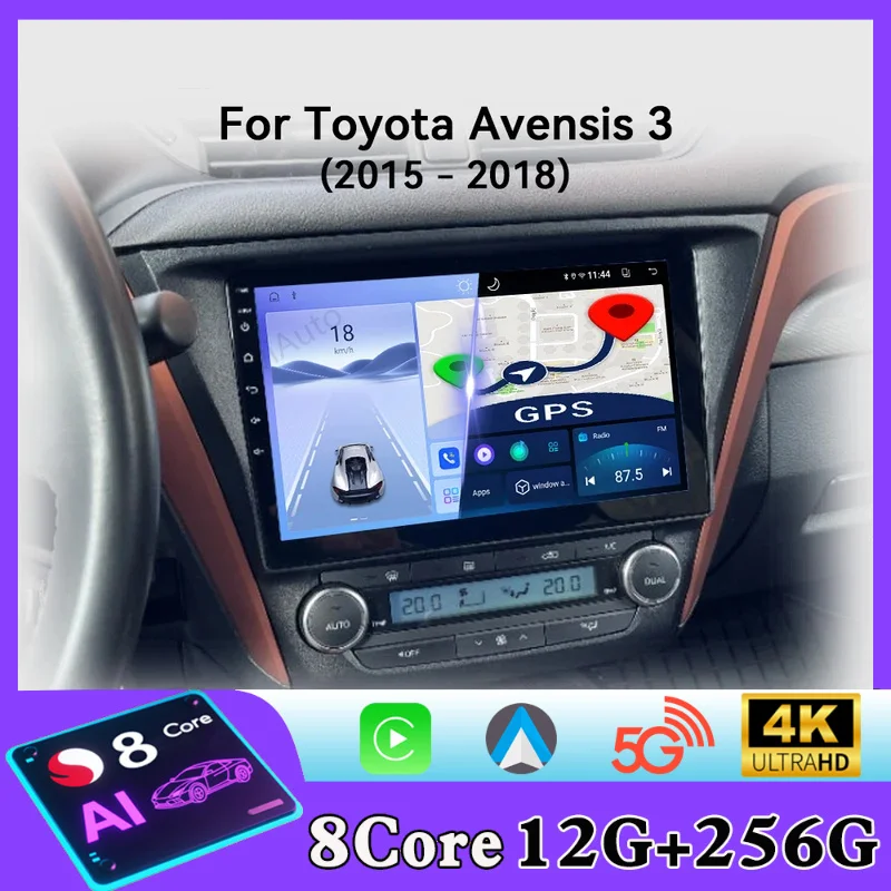 Android Car Radio For Toyota Avensis 3 2015 - 2018 Automotive Multimedia Video Player GPS Navigation Carplay Screen Auto Stereo