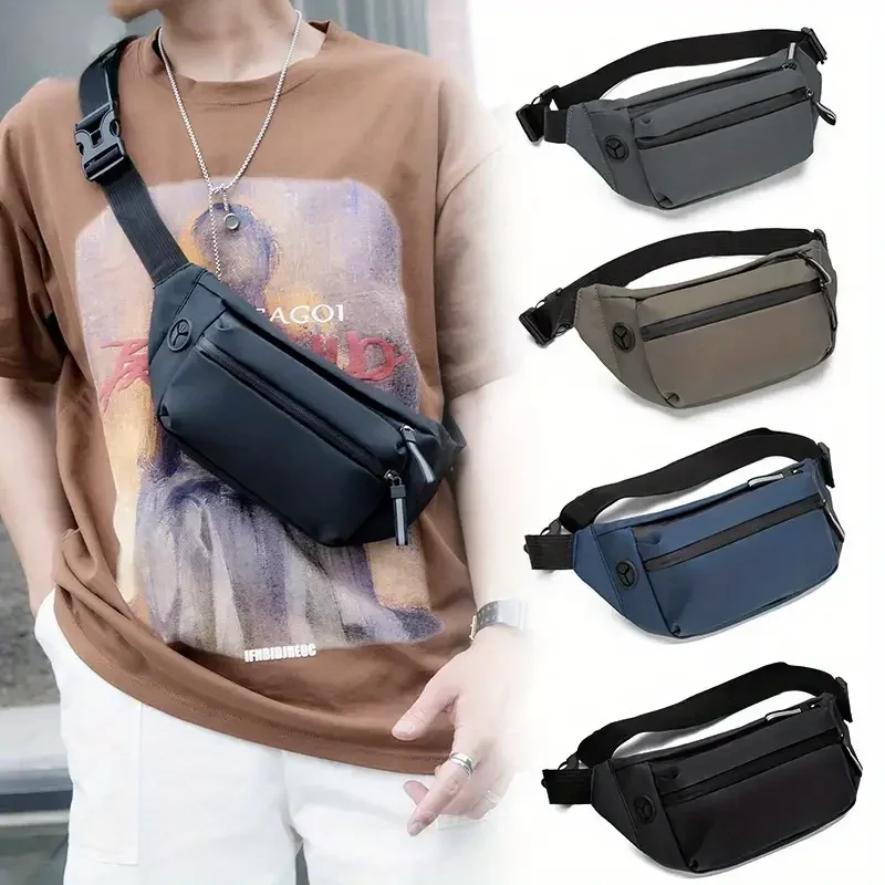 

Casual Tactical Waist Bag With Zipper -Men'S Solid Multi-functional Storage for Outdoor Camping, Running, and Sports Training