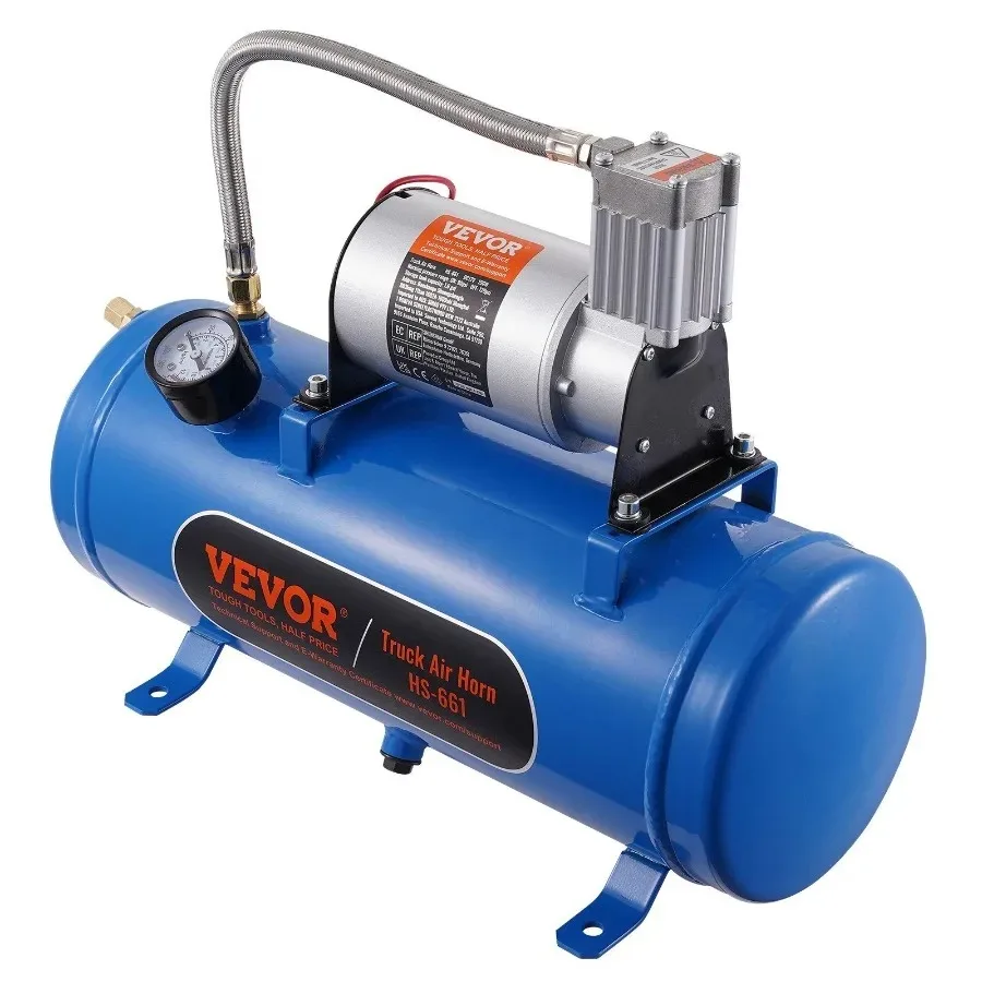 

12V Air Compressor with Tank 1.6 Gallon/6 L Train Horn Air Compressor 120 psi Working Pressure Onboard Air Compressor Sys