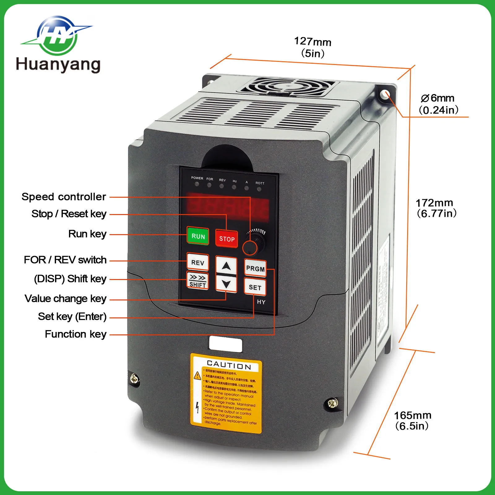 Imagem -06 - Huanyang-spindle Motor Velocidade Controller e Braçadeira de Cabo de Extensão 1.5kw kw 220v 400hz 7a Inversor Vfd