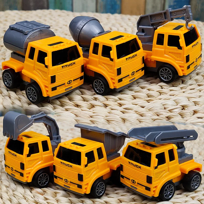Vehículo de ingeniería de simulación de dibujos animados para niños, Mini excavadora extraíble, camión mezclador, juguete de construcción, rompecabezas