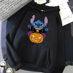 Cartoon Stitch Hoodies Funny Halloween Graphic Printed Women's Sweatshirts Autumn Long Sleeve Woman Clothes Streetwear Pullover