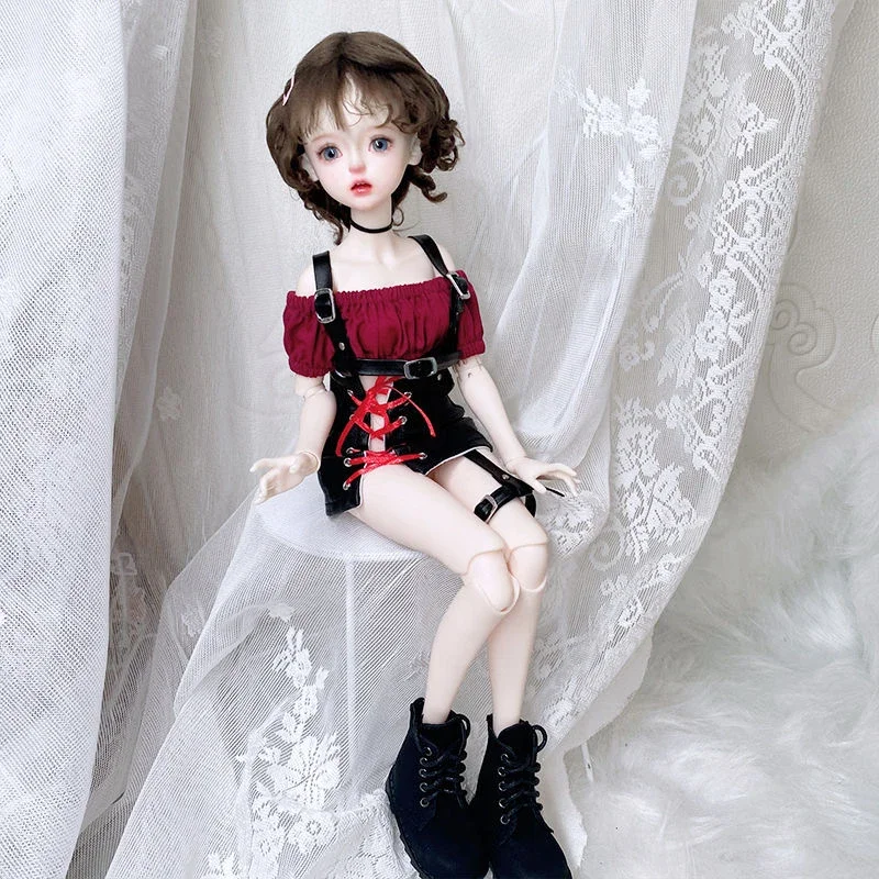 

1/3 1/4 BJD Doll Clothes, Sexy Top Leather Skirt Set Dress, Fashion Toys Garment