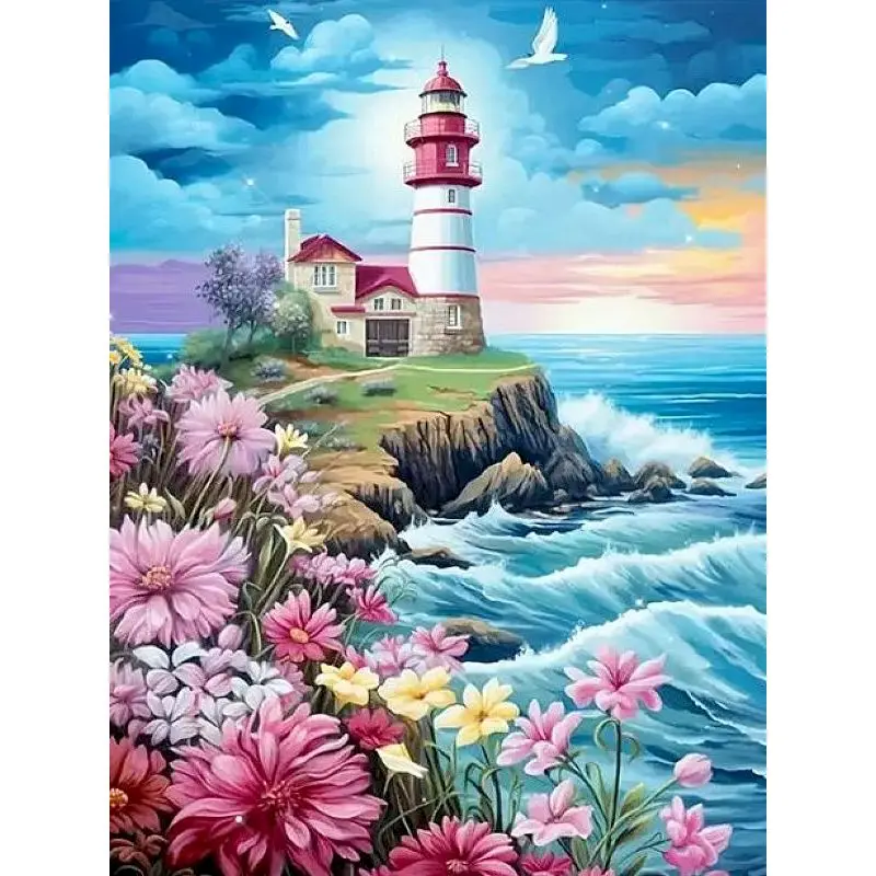 GATYZTORY Paint By Numbers For Adults Decorative Paintings Lighthouse Scenery Easy Paint Adults Crafts Picture With Numbers