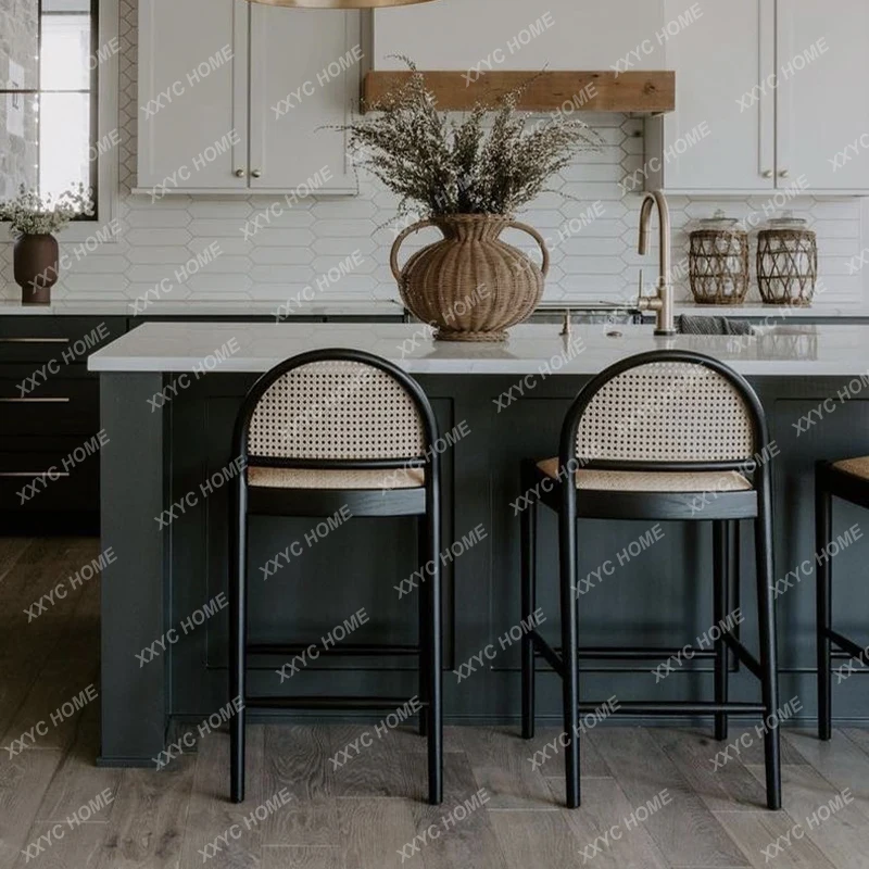 Kitchen Nordic Coffee Bar Chair Wood Simple Back Quality Reception Stools Designer Luxury High