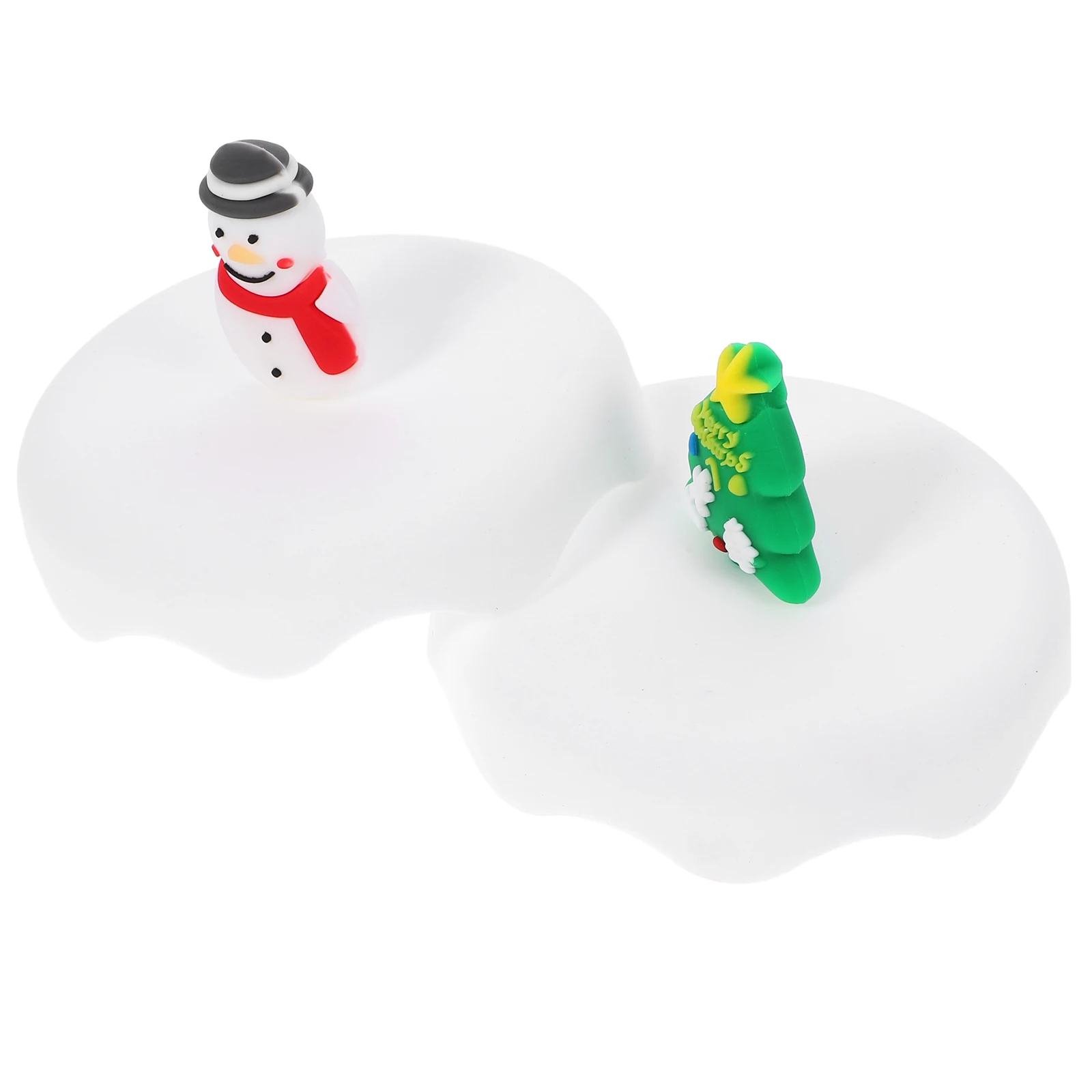 

2Pcs Christmas Silicone Cup Lid Covers Leak Proof Anti Overflow Toddler Baby Xmas Tree Snowman Silicone Cup Cover